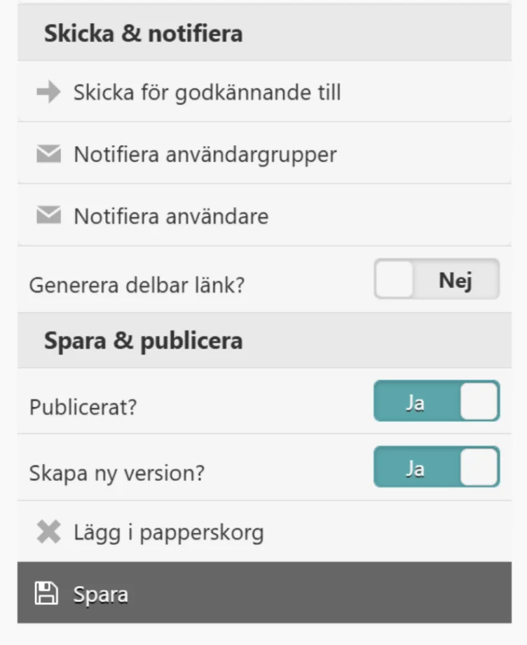 godkännandeflöde i dokumenthanteringssystemet Spineweb.