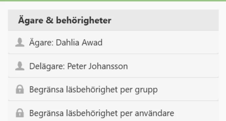 läsbehörighet väljs för dokument i spineweb dokumenthantering